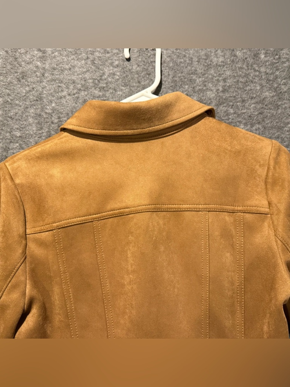 WHBM Faux Suede Shirt Dress Womens 6 tan button front western long at knee $180 - Picture 7 of 14
